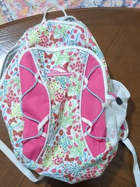 High Sierra Pink Floral Backpack with Butterfly Print